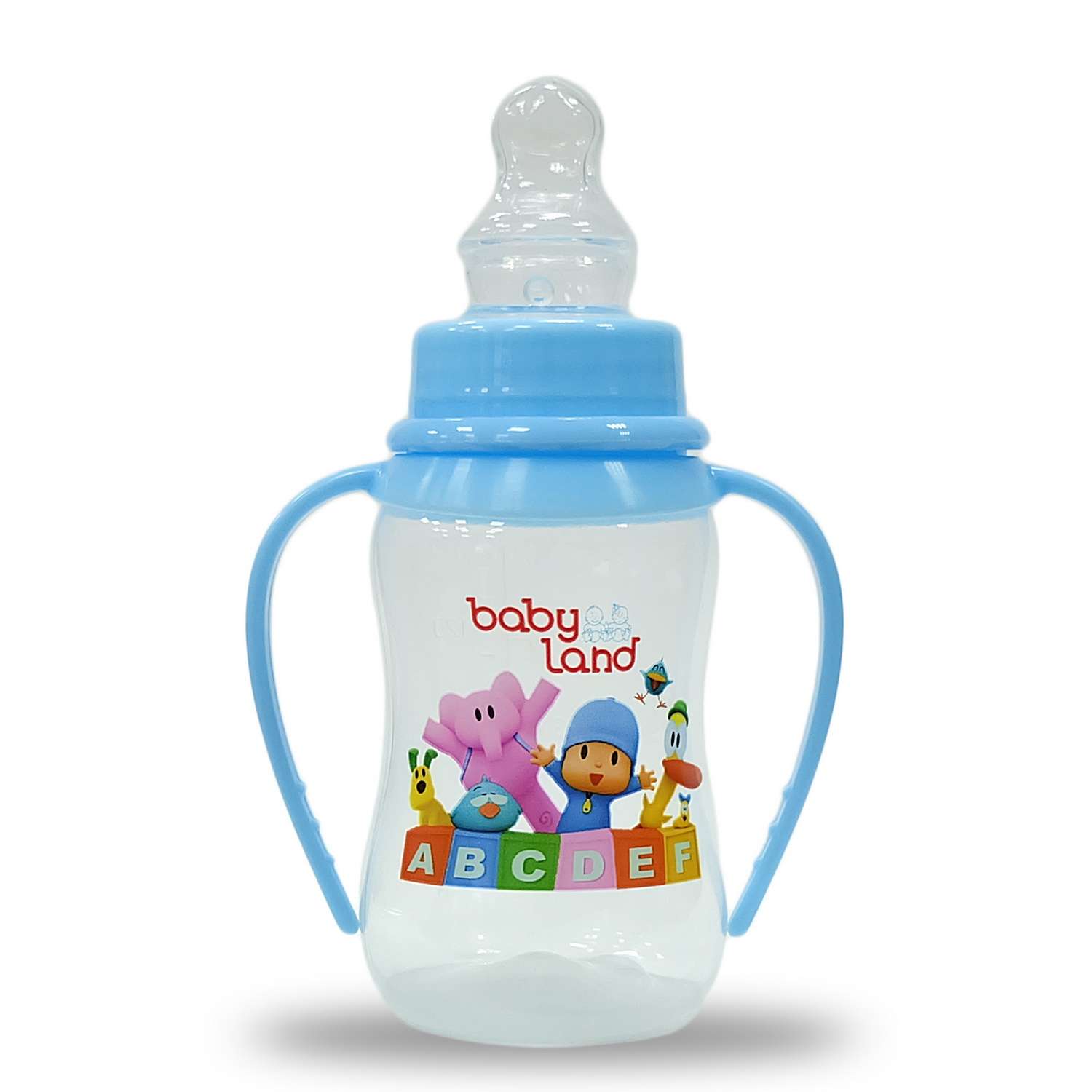 Бутылочка Baby Land с колпачком-игрушкой 150мл с силиконовой анатомической соской Air System голубой - фото 2