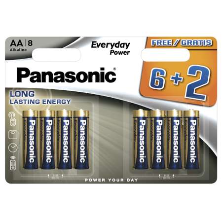 Щелочная батарейка PANASONIC AA Everyday Power multi pack в блистере 8шт LR6REE/8B