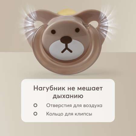 Пустышка Happy Baby с колпачком с 0месяцев 13022 bear