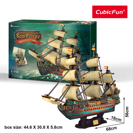 Пазл CubicFun Корабль San Felipe 3D 248деталей T4017h