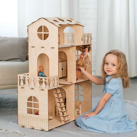 Кукольный домик Pema kids Без окрашивания. Материал - фанера
