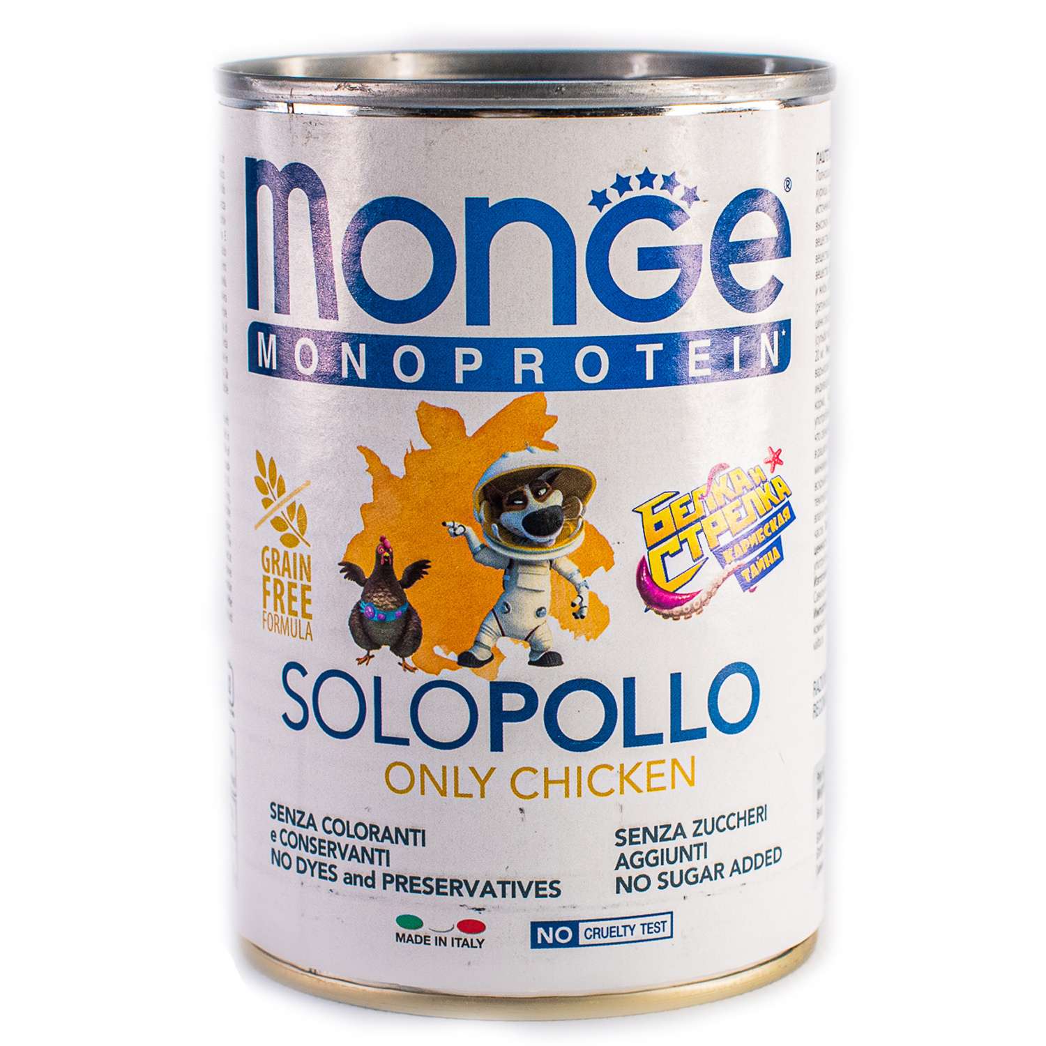 Корм для собак MONGE Monoprotein Solo Белка и Стрелка паштет из курицы 400г - фото 1