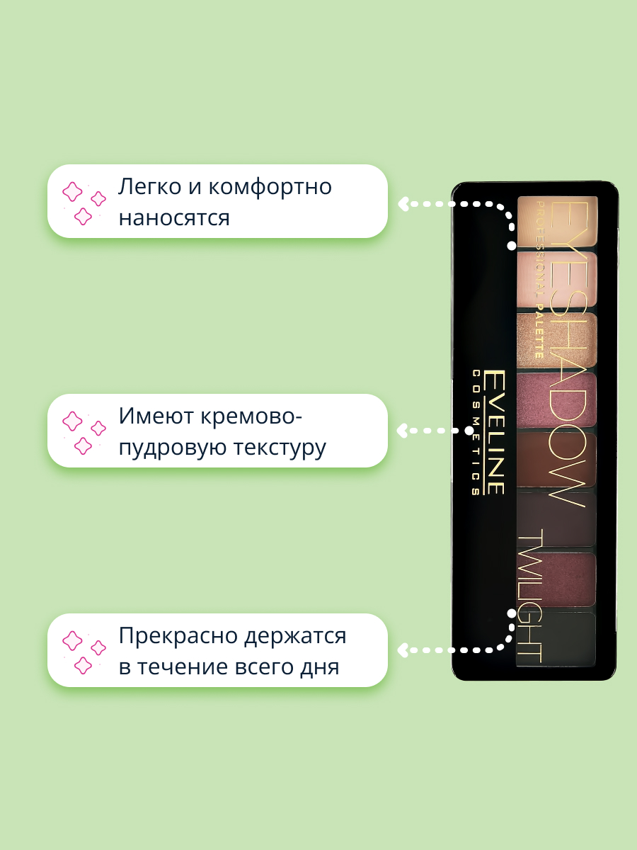 Палетка теней EVELINE Eyeshadow professional palette тон 02 (twilight) - фото 2