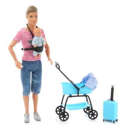 Кукла Veld Co Кевин с младенцем и коляской