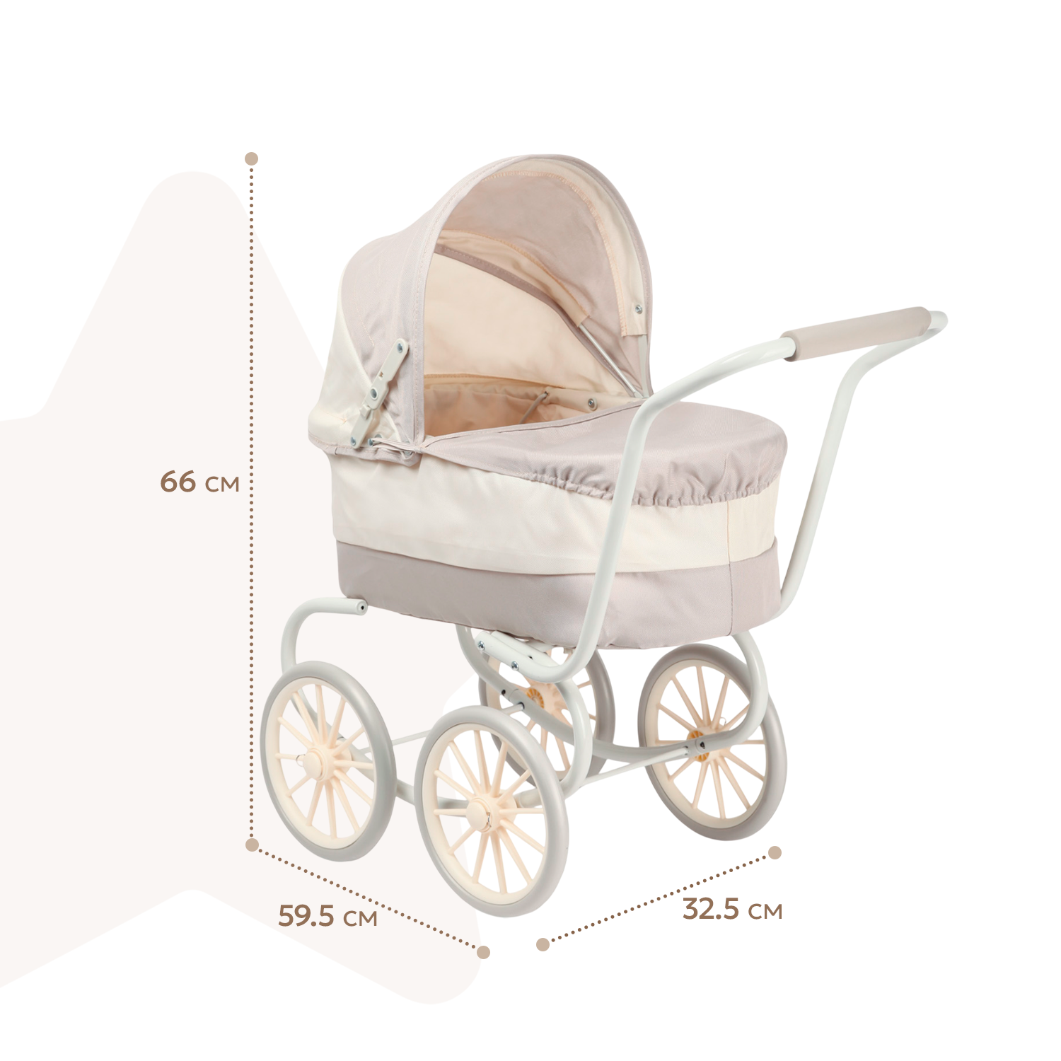 Коляска для кукол Demi Star Ретро Lux Бежевый 9678 beige/white - фото 14