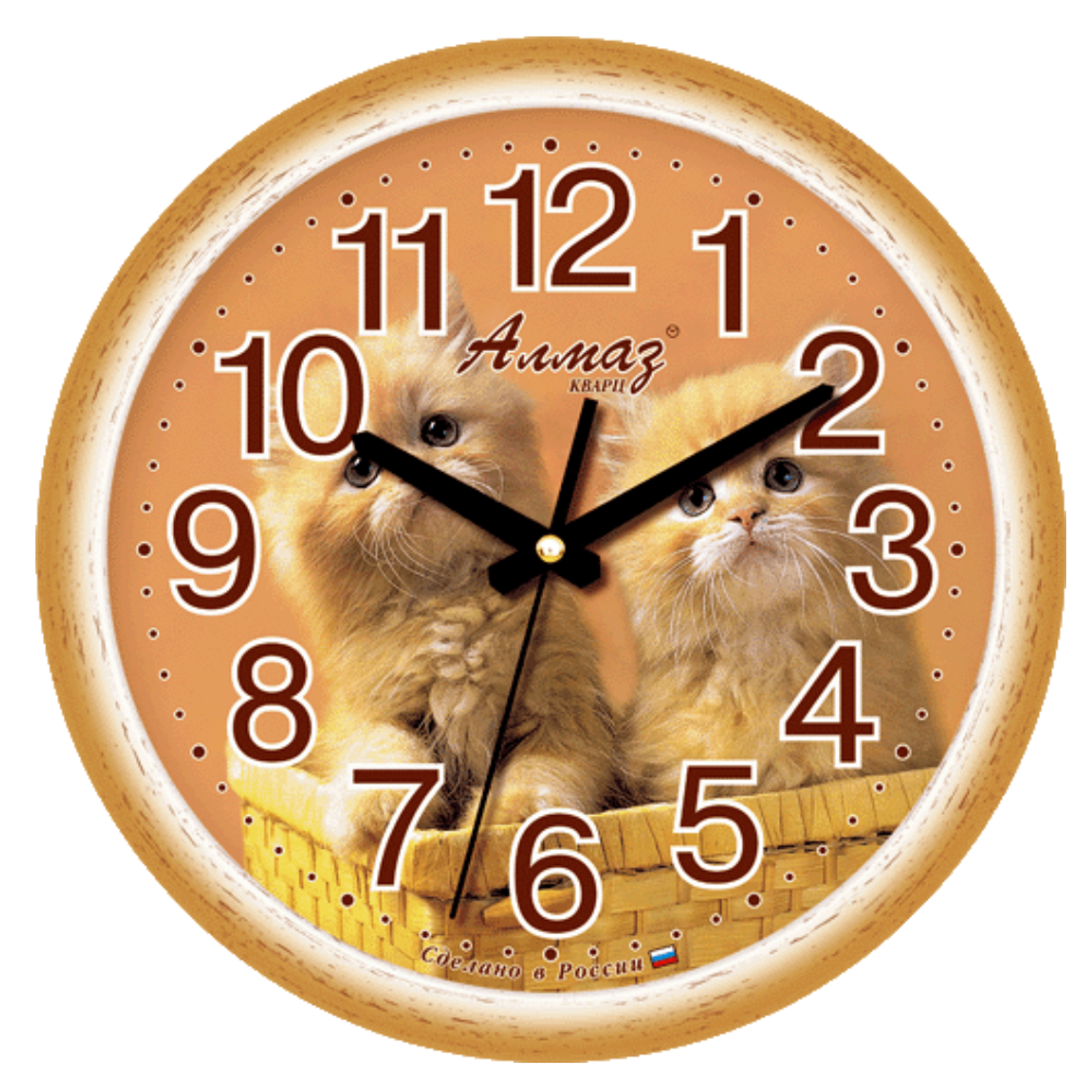 Часы АлмазНН настенные круглые бело-коричневые 28.5 см - фото 1
