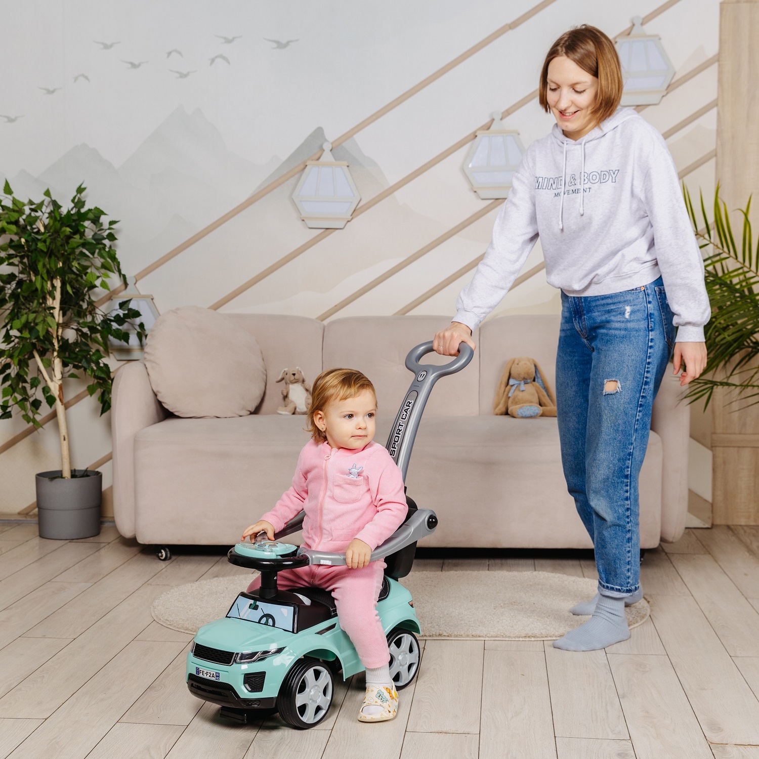 Каталка BabyCare Sport car кожаное сиденье красный - фото 12