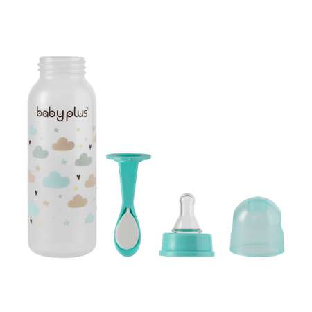 Бутылочка для кормления Baby Plus с ложкой и соской BP5114-C-3 250 мл бирюзовая