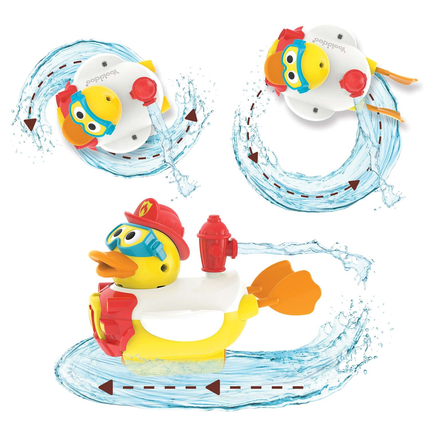 Игрушка для ванны Yookidoo Утка-пожарный с водометом и аксессуарами - фото 4