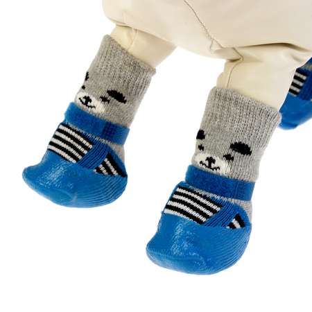 Носки Пижон «Мишки» с прорезиненной подошвой размер M 4.5 х 6 см синие