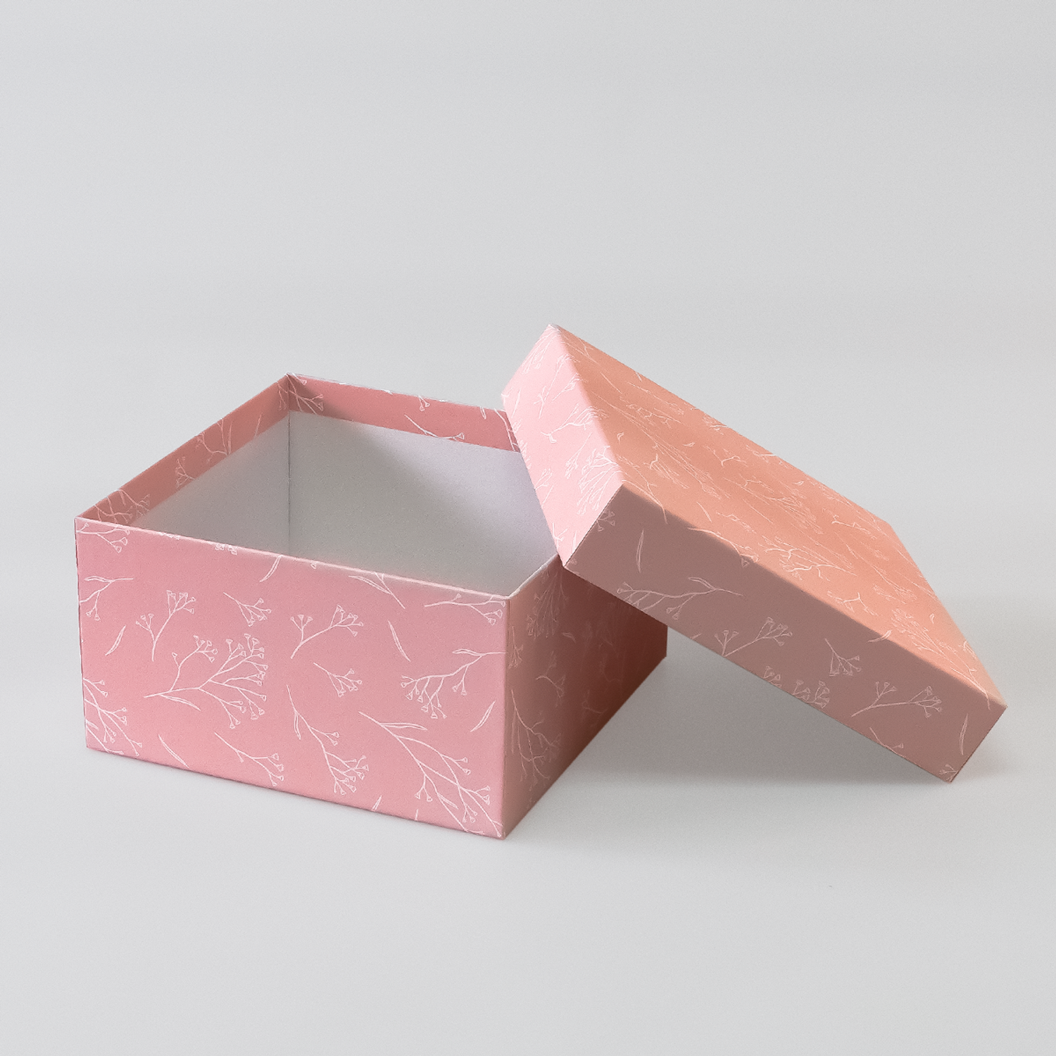 Коробка подарочная Cartonnage крышка-дно Соцветие белый розовый - фото 1