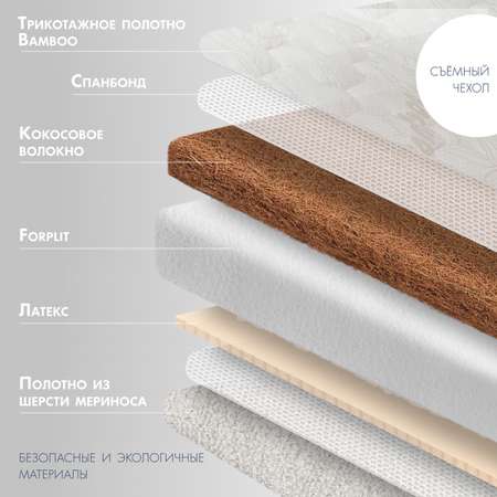 Детский матрас Nuovita Morbido Bambu merino 120х60х13