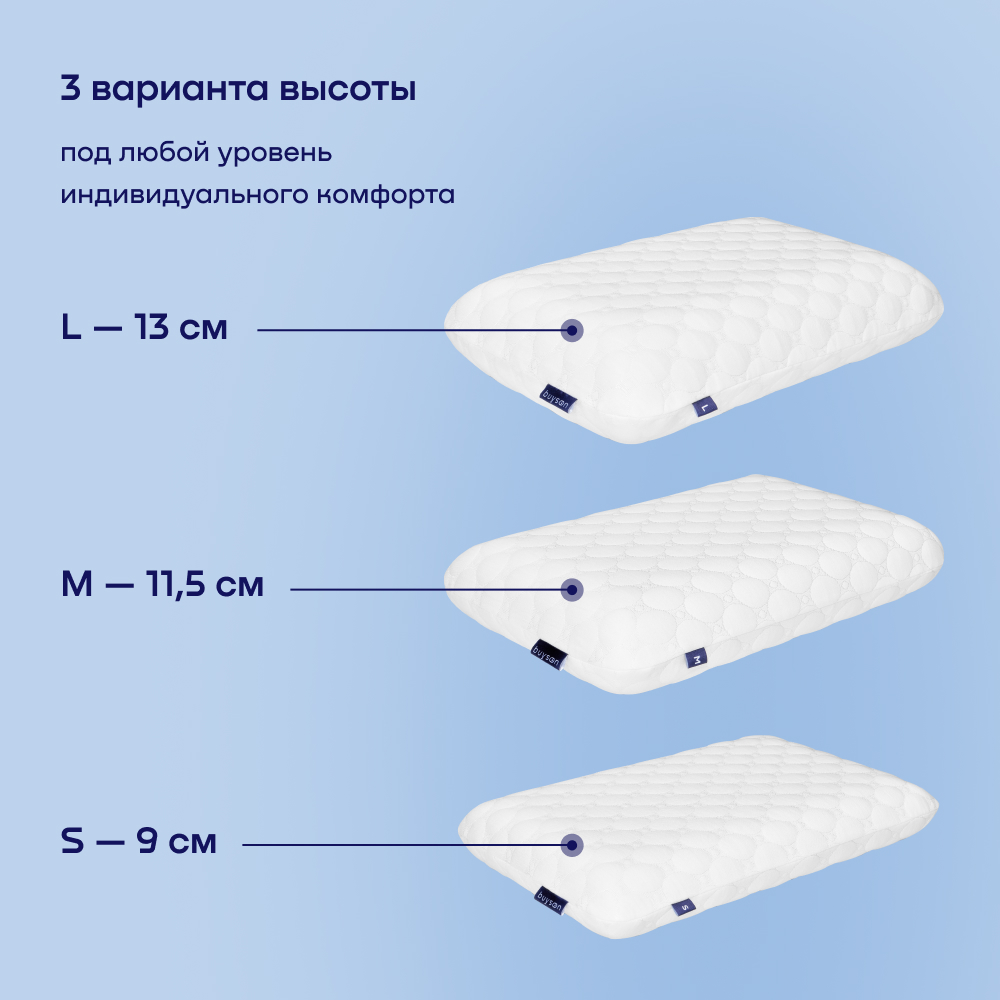 Пенная ортопедическая подушка buyson BuyFeel M 40х60 см высота 11.5 см - фото 11