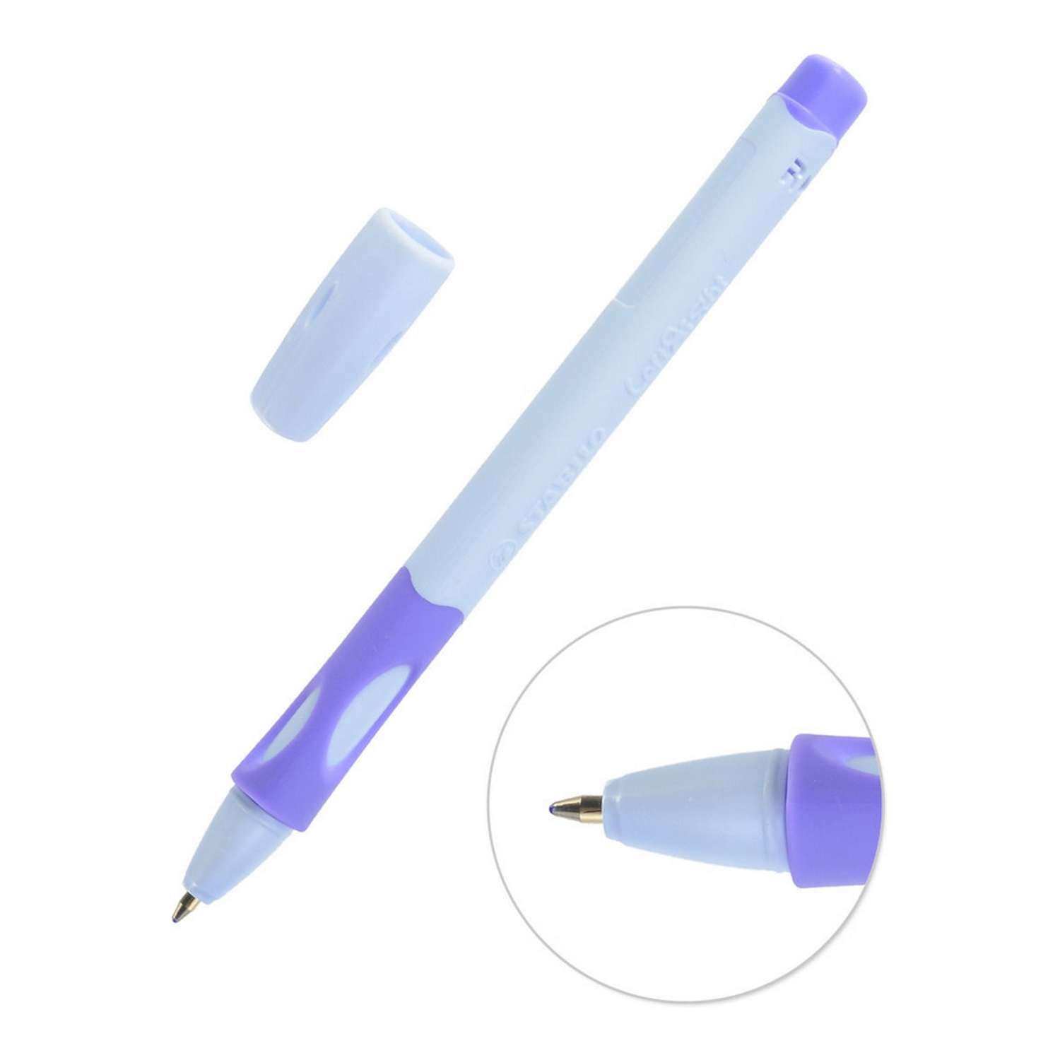Ручка шариковая STABILO LeftRight для правшей для обучения письму F масляная синяя / корпус лавандовый 6328/6-1В - фото 2