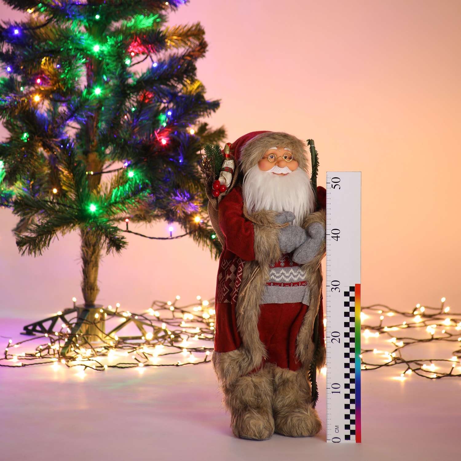 Фигура декоративная BABY STYLE Дед Мороз красный костюм свитер с орнаментом 63 см - фото 3