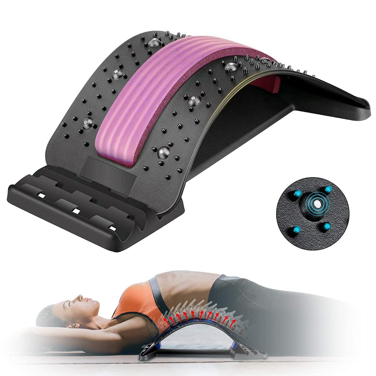 Тренажер мостик STRONG BODY МФР для спины и шеи черно-розовый - фото 2