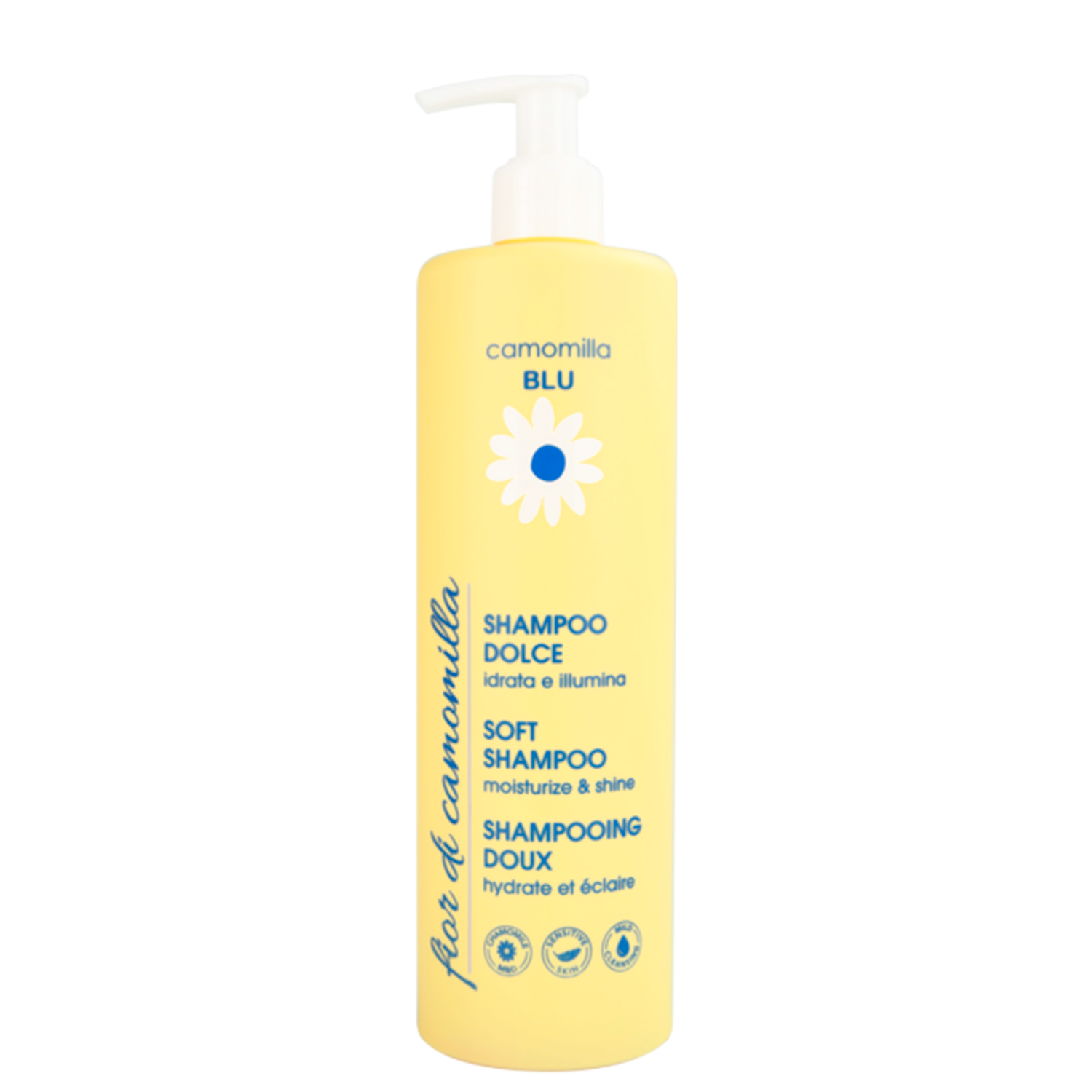 Шампунь для волос Camomilla BLU мягкий Увлажнение и Блеск Soft shampoo moisturize shine 500 мл - фото 1