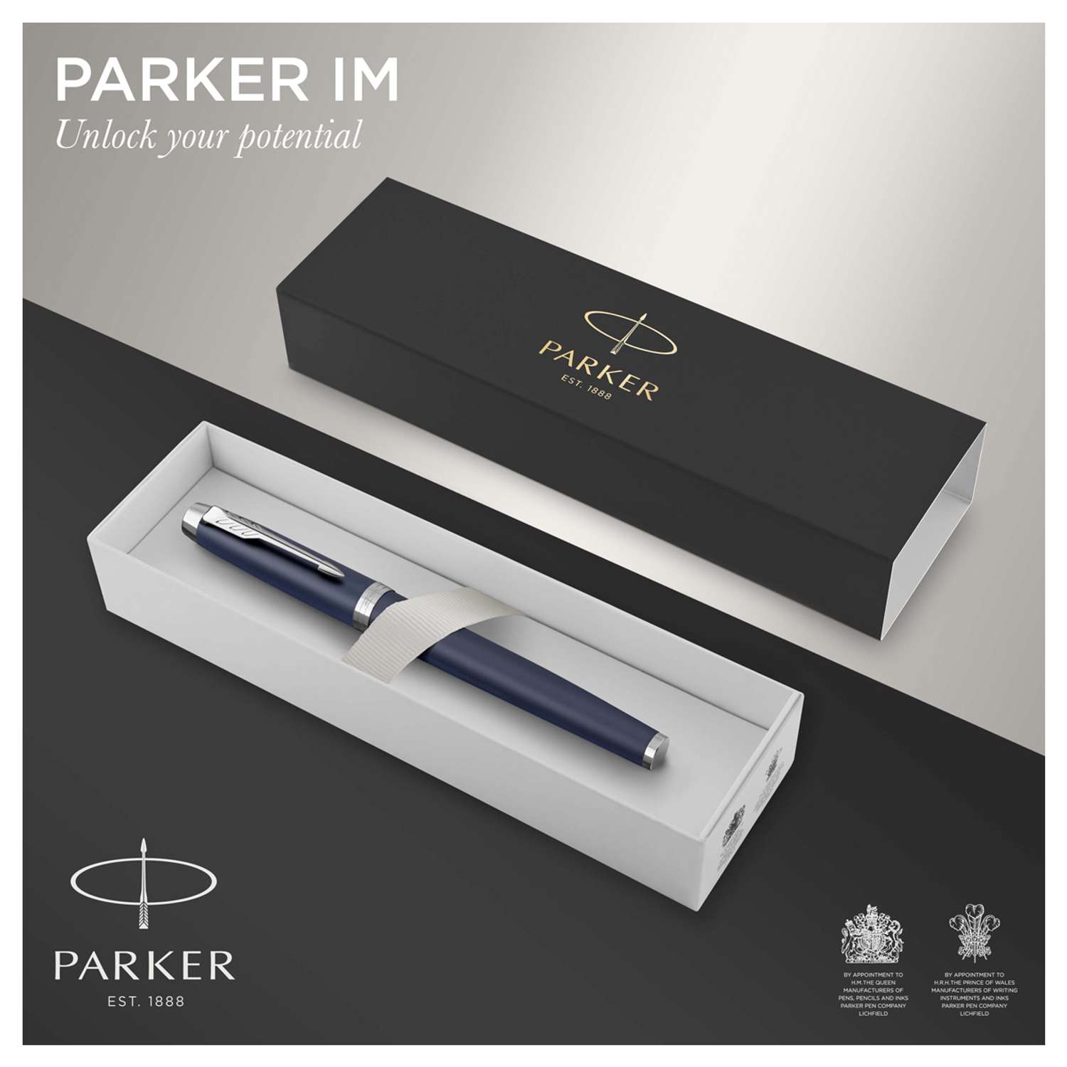 Ручка-роллер PARKER IM Matte Blue CT черная подарочная упаковка - фото 5