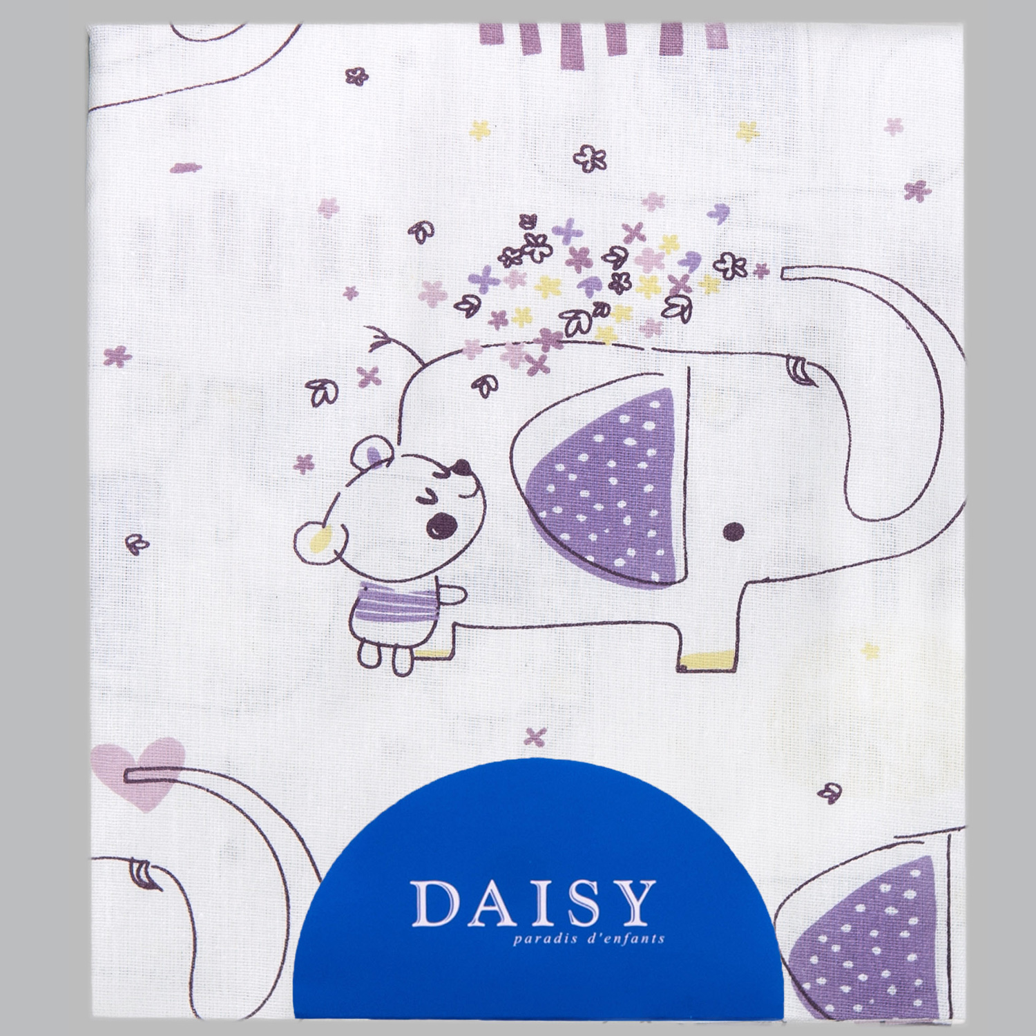 Пеленка Daisy Хлопок 1 шт. 75х120 см Слон и Мишка сиреневый - фото 1