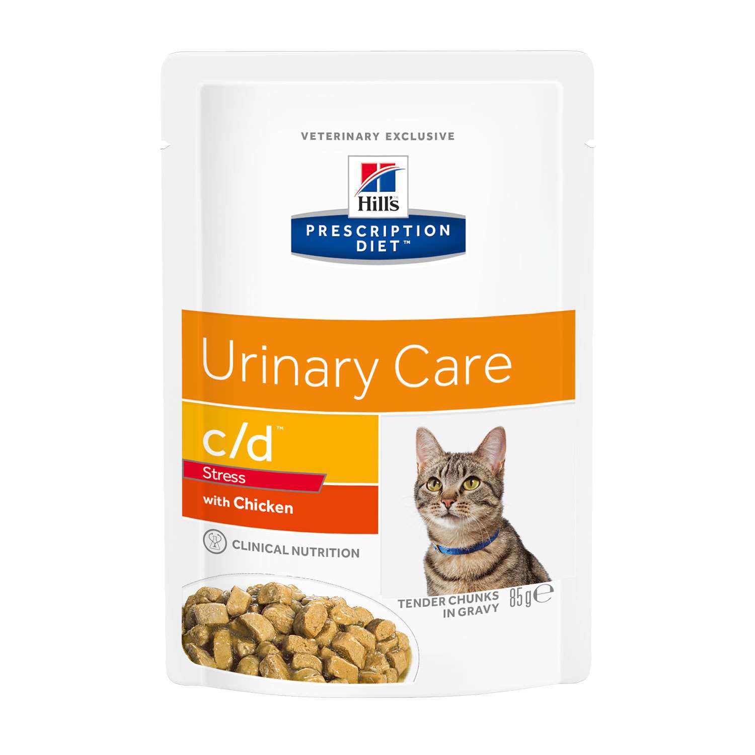 Корм для кошек HILLS 85г Prescription Diet c/d Urinary Stress для МКБ и при стресссе с курицей пауч - фото 1