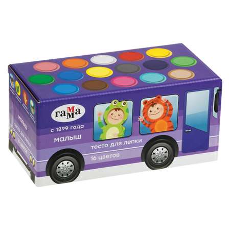 Тесто для лепки ГАММА Малыш. Автобус 16 цветов 960г в подарочной коробке