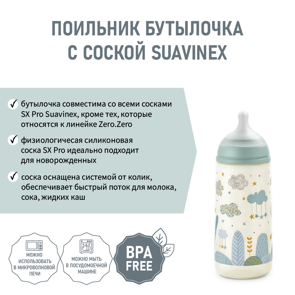 Бутылочка Suavinex Пластиковая 360 мл с соской - фото 2