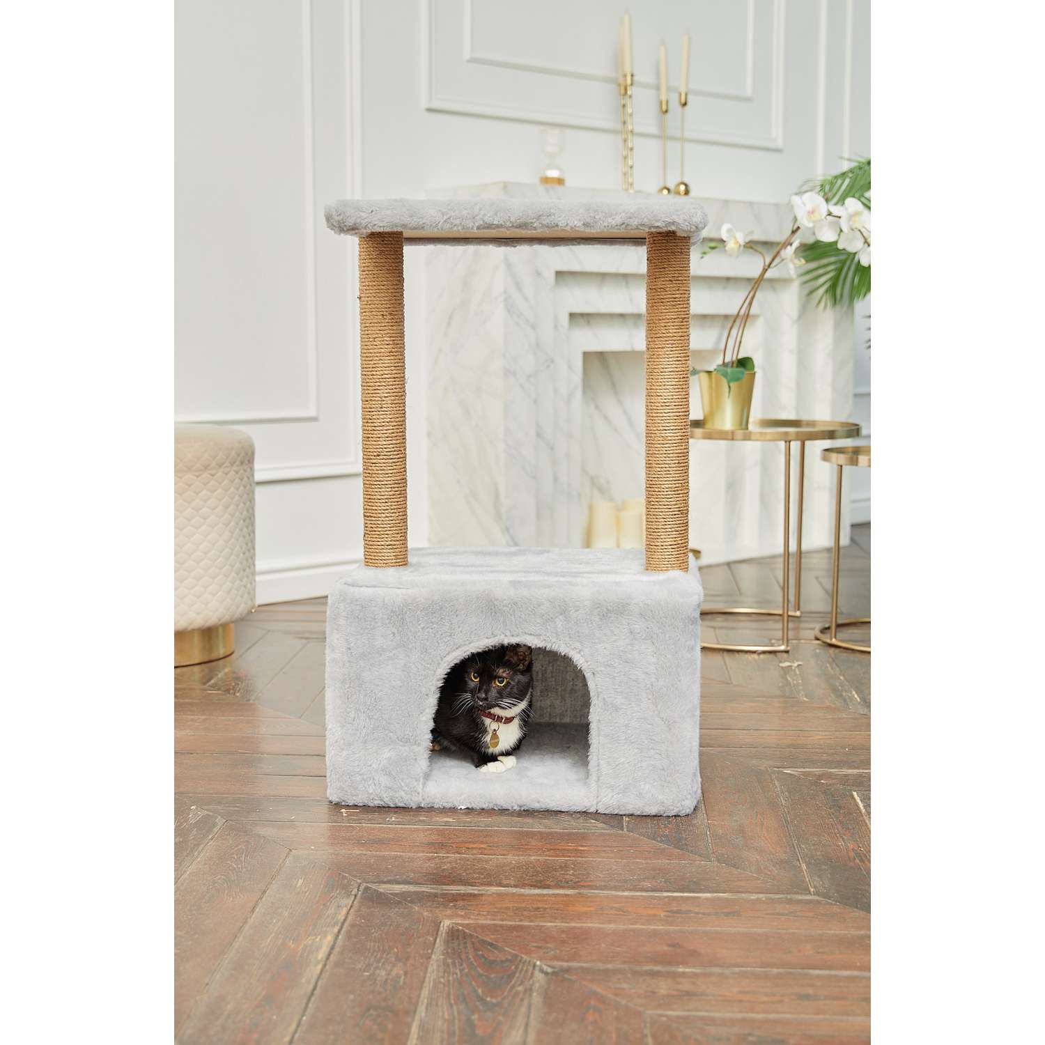 Когтеточка для кошек с домиком БРИСИ Серый - фото 8