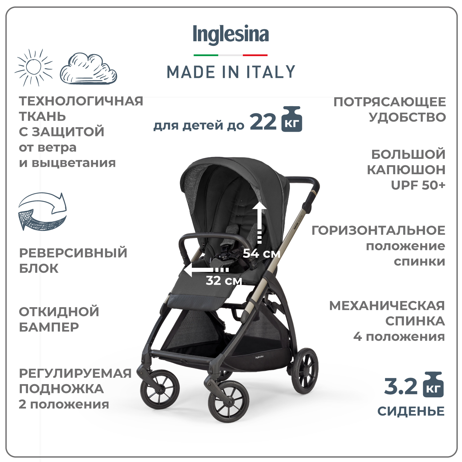 Коляска 2 в 1 INGLESINA Electa с подставкой под люльку Stand Up Upper Black - фото 6