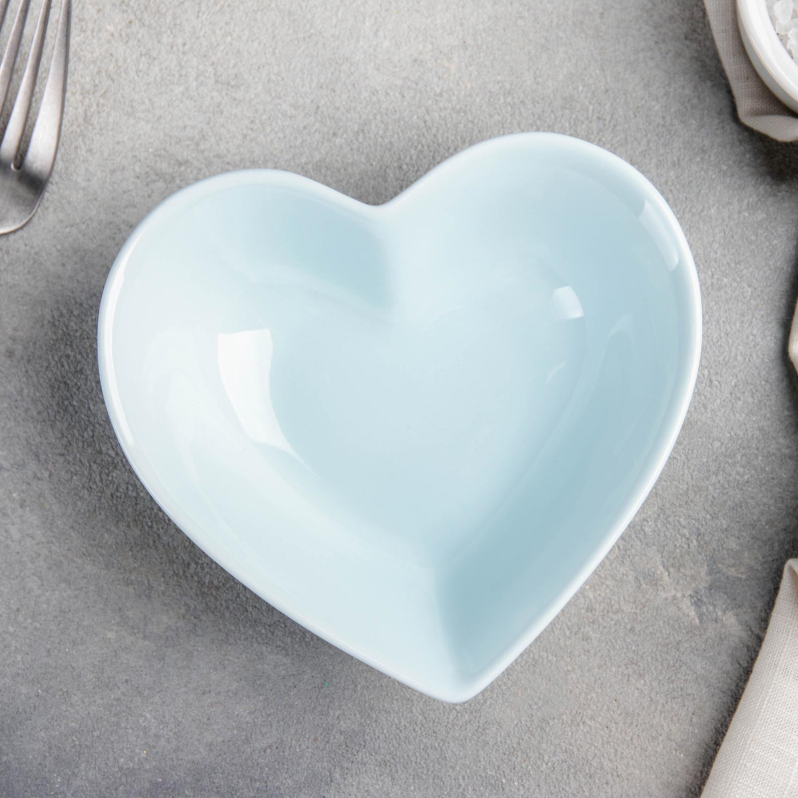 Салатник Доляна керамический «Сердце» d=11 5 см цвет голубой - фото 2