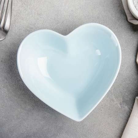 Салатник Доляна керамический «Сердце» d=11.5 см цвет голубой