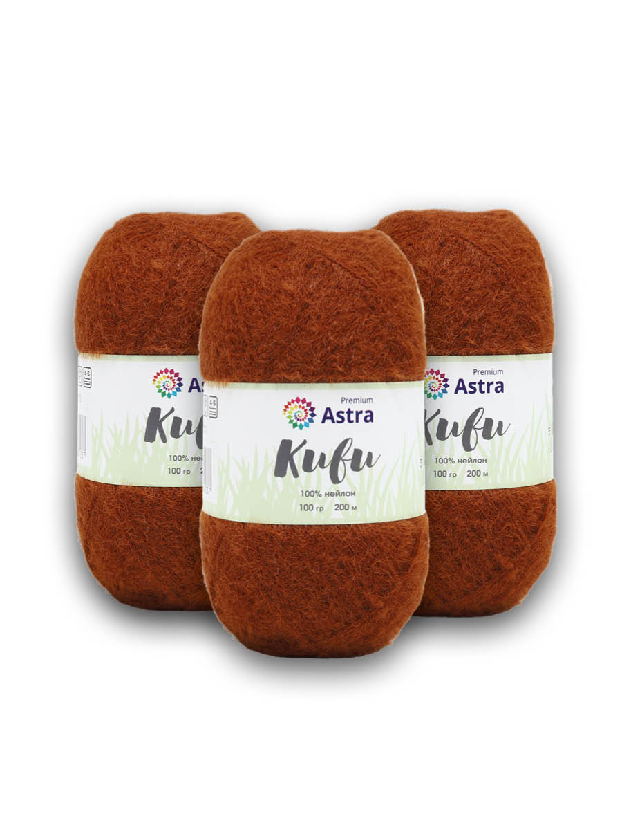 Пряжа для вязания Astra Premium киви фантазийная с выраженным ворсом киви нейлон 100 гр 200 м 06 коричневый 3 мотка - фото 8