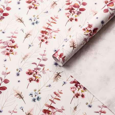 Набор Sima-Land упаковочной бумаги глянцевая «Цветы» 50 × 70 см 2 листа