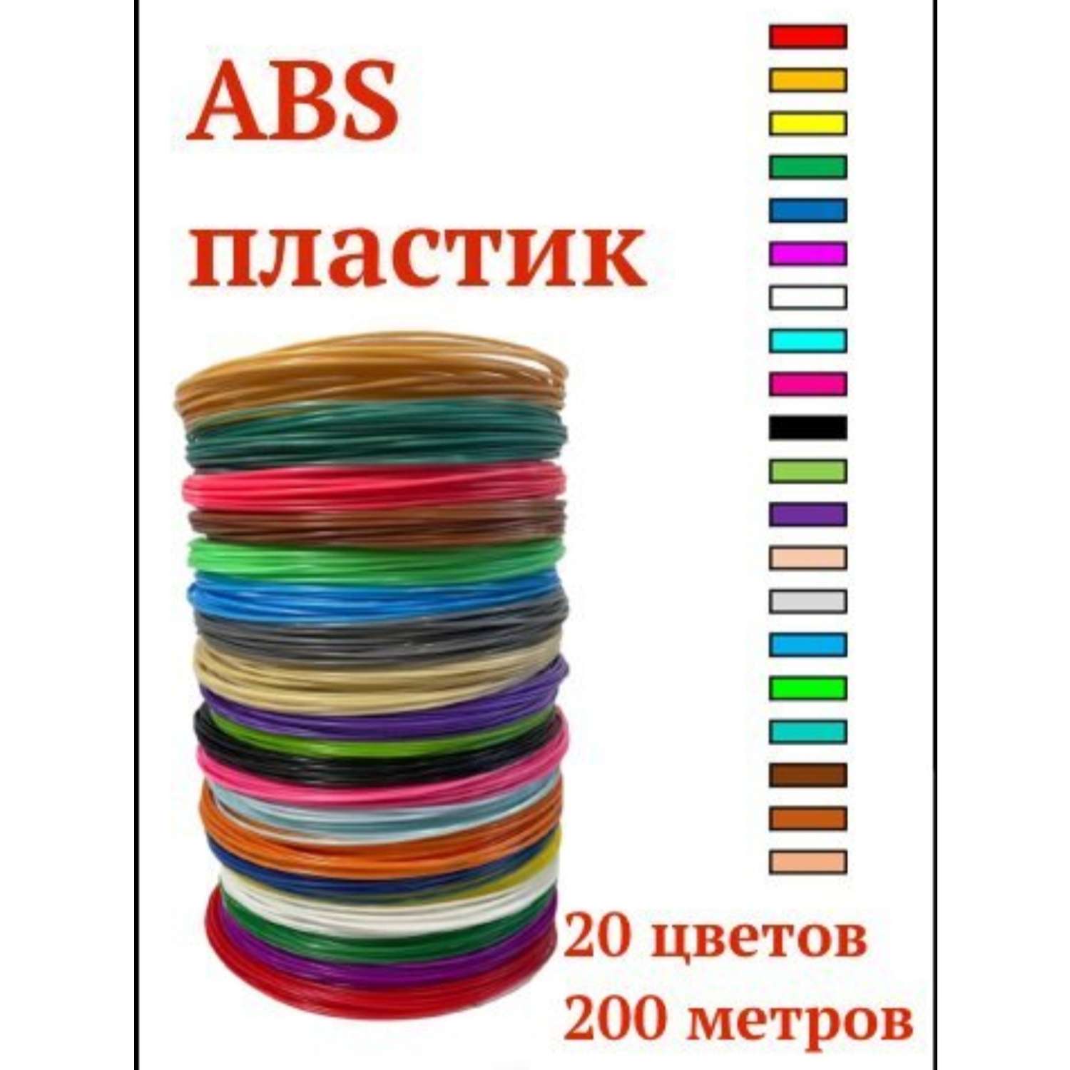 Набор АБС-пластика HitMix для 3d ручки 20 цветов по 10 метров - фото 3