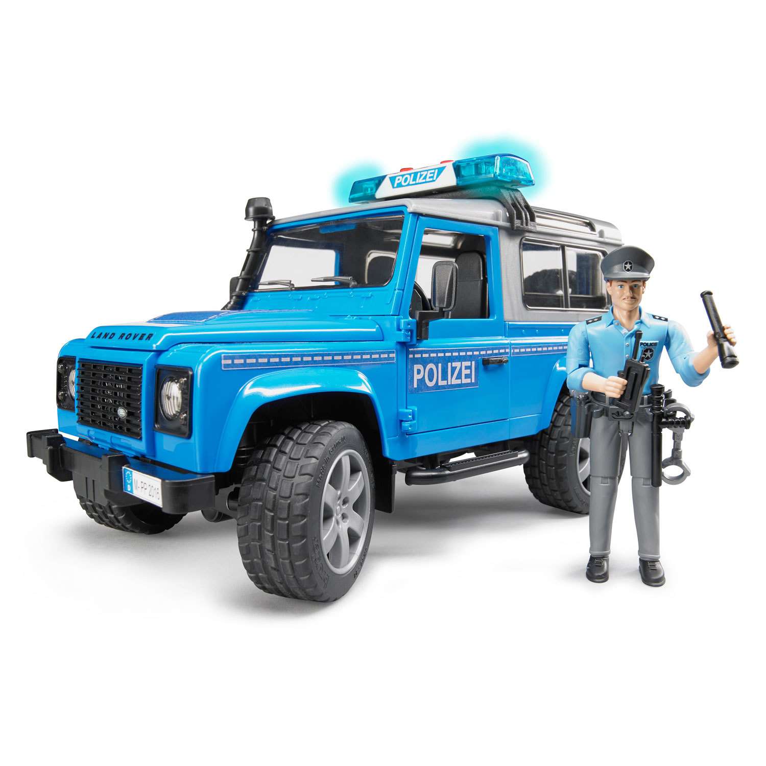 Внедорожник Bruder Land Rover Defender Station Wagon Полиция с фигуркой 02-597 - фото 1