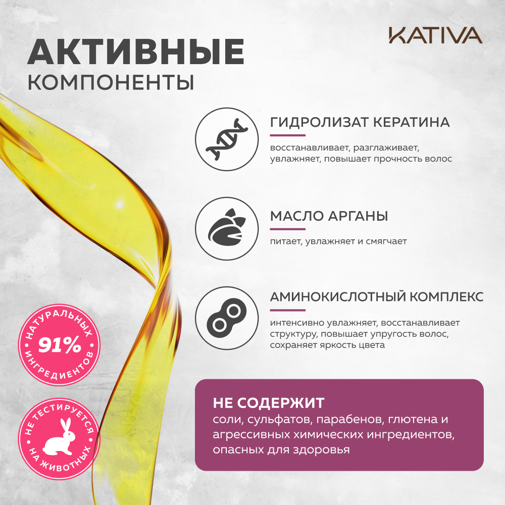 Мультифункциональный уход Kativa спрей 12 в 1 с кератином 100 мл - фото 4