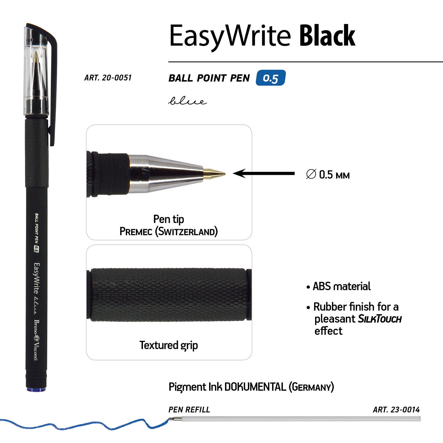 Набор из 5-ти шариковых ручек Bruno Visconti EasyWrite Black синие - фото 5