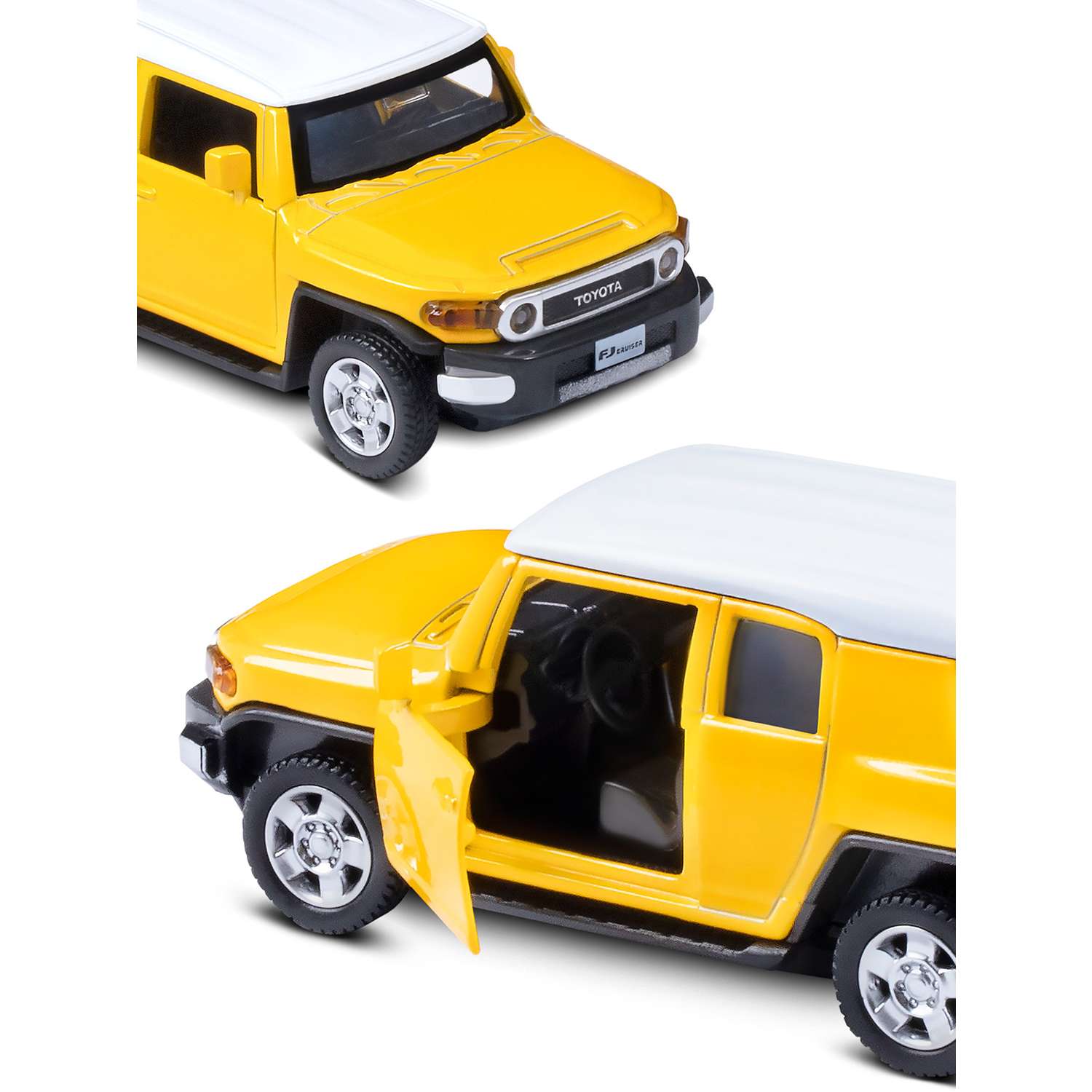 Машинка металлическая АВТОпанорама игрушка детская 1:43 Toyota FJ Cruiser желтый инерционная JB1200134 - фото 7
