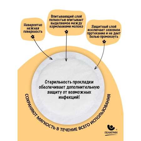 Прокладки-вкладыши для груди Пелигрин лактационные одноразовые стерильные 2х20 шт