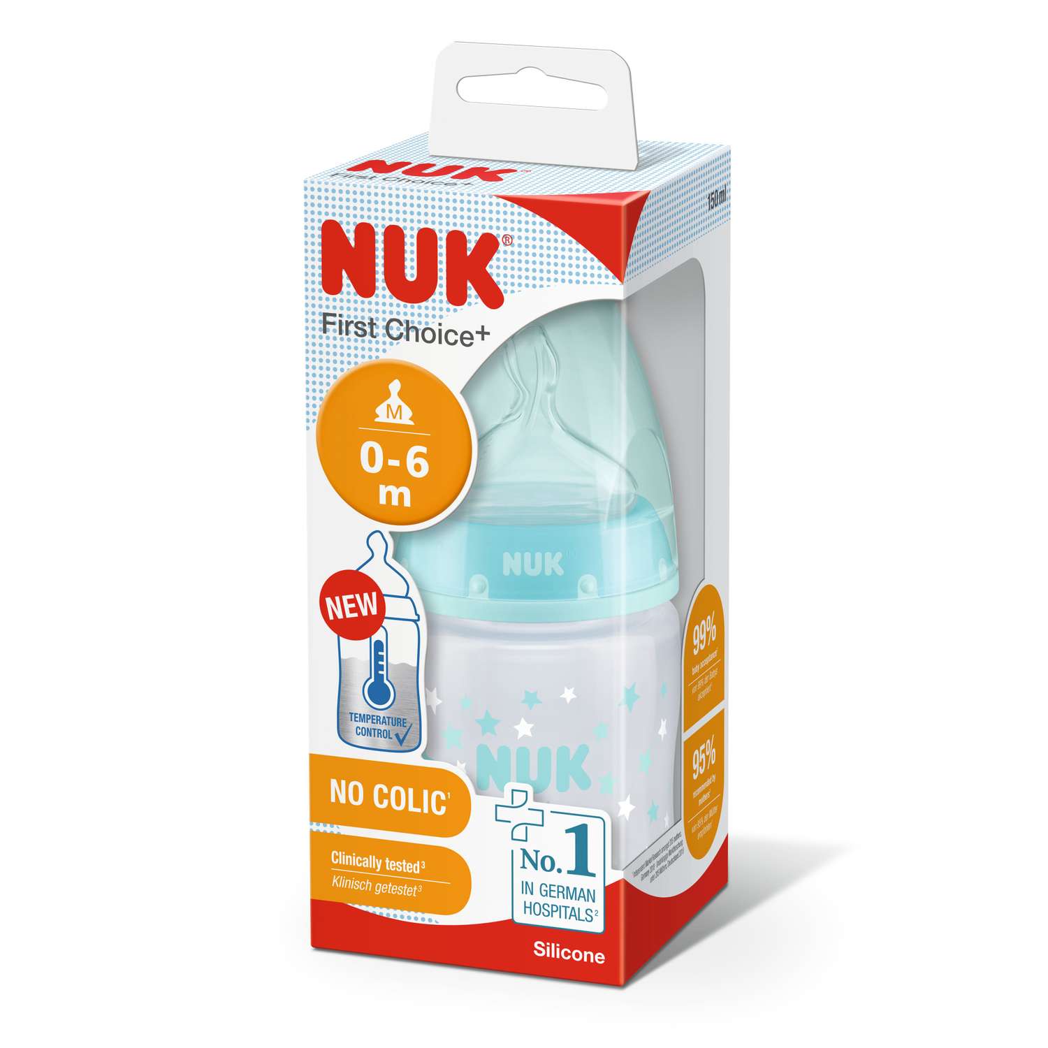 Бутылочка Nuk First Choice Plus с индикатором температуры 150мл Бирюзовая 10743876 - фото 2