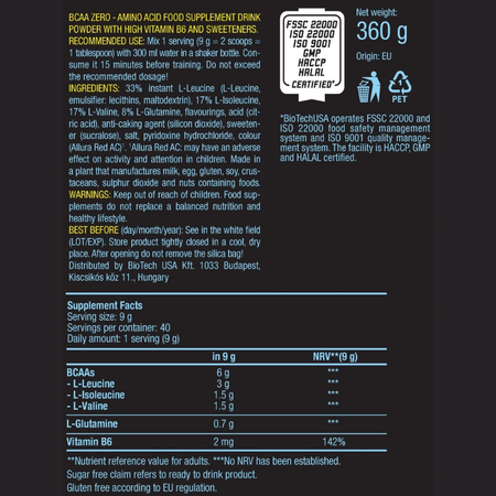 БЦАА BiotechUSA BCAA Zero 360 г. Арбуз