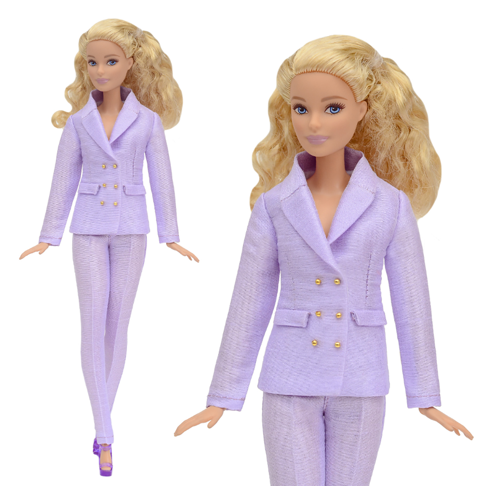 Шелковый брючный костюм Эленприв Фиолетовый для куклы 29 см типа Барби FA-011-11 - фото 2