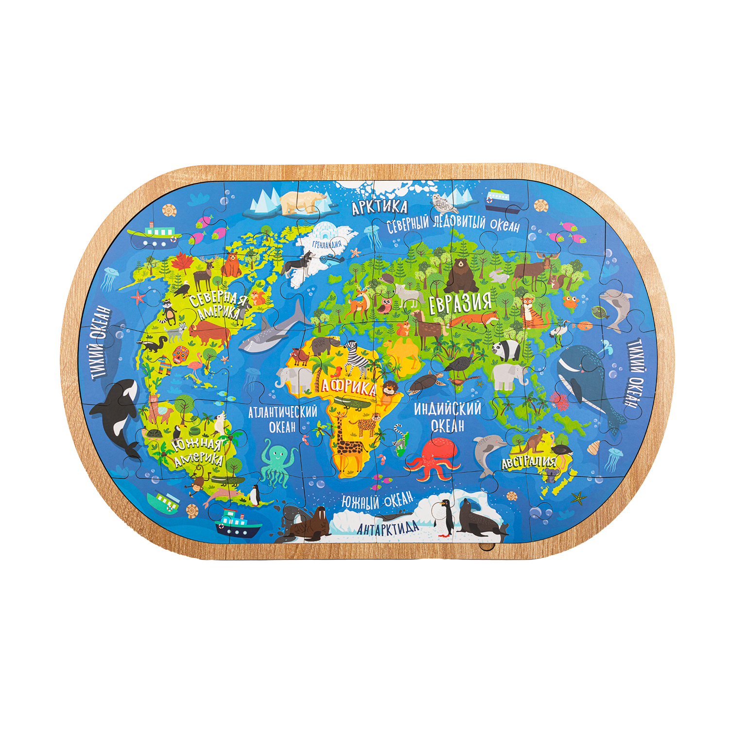 Пазл деревянный ЯиГрушка Карта Мира - фото 1