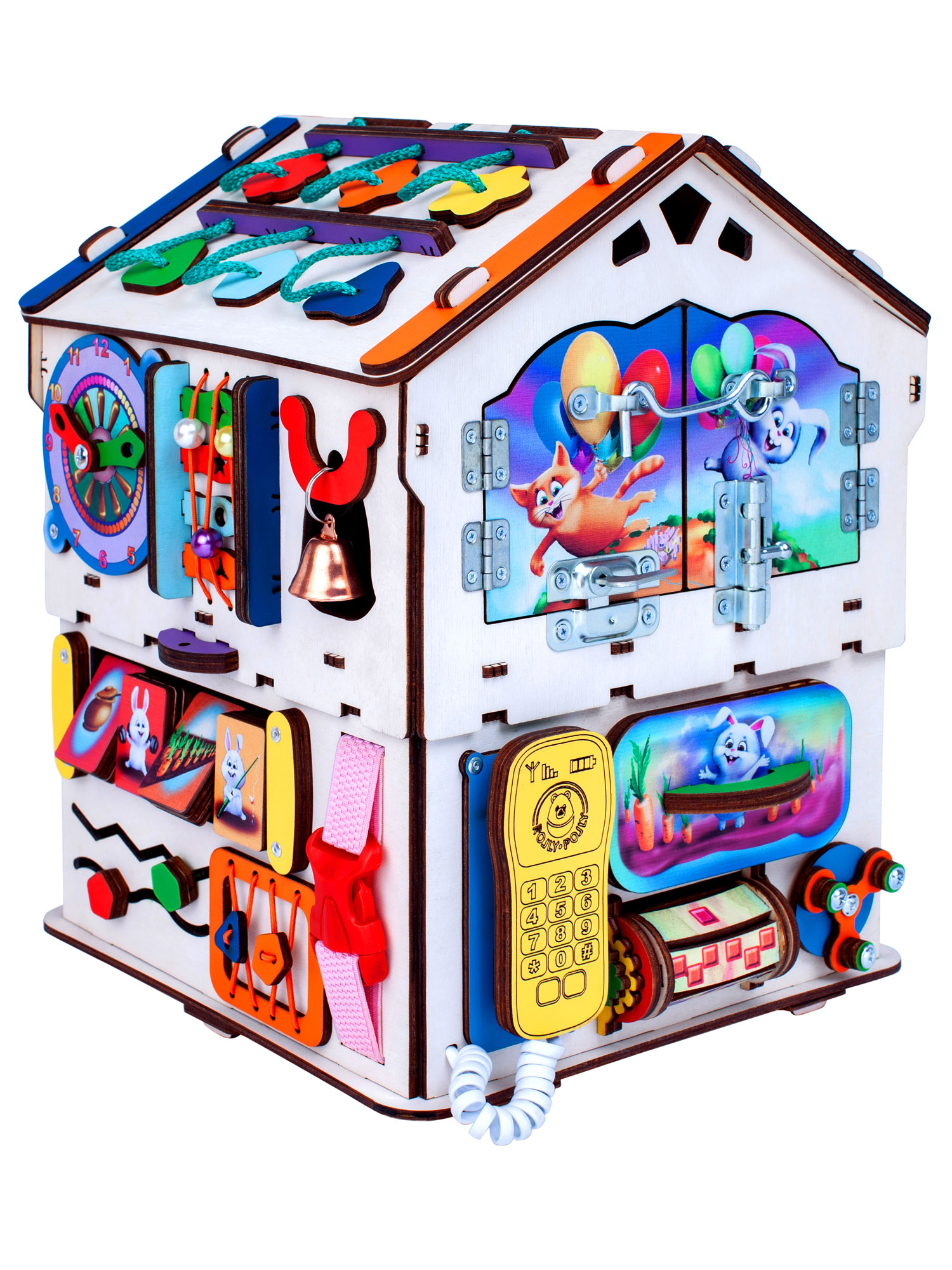 Бизиборд Jolly Kids развивающий бизидом и куб 2 в 1 со светом - фото 6