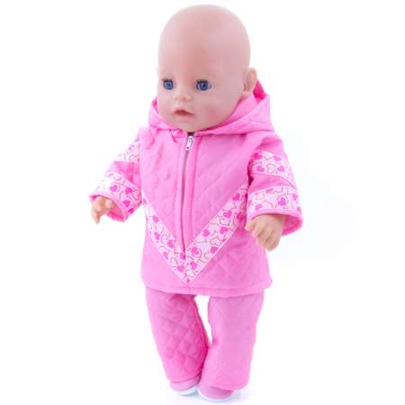 Комплект для пупса Модница 43-48 см: куртка и брюки из синтепона 6112 розовый-белый