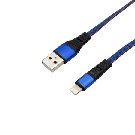 Кабель REXANT USB - Lightning 1 метр в синей нейлоновой оплетке