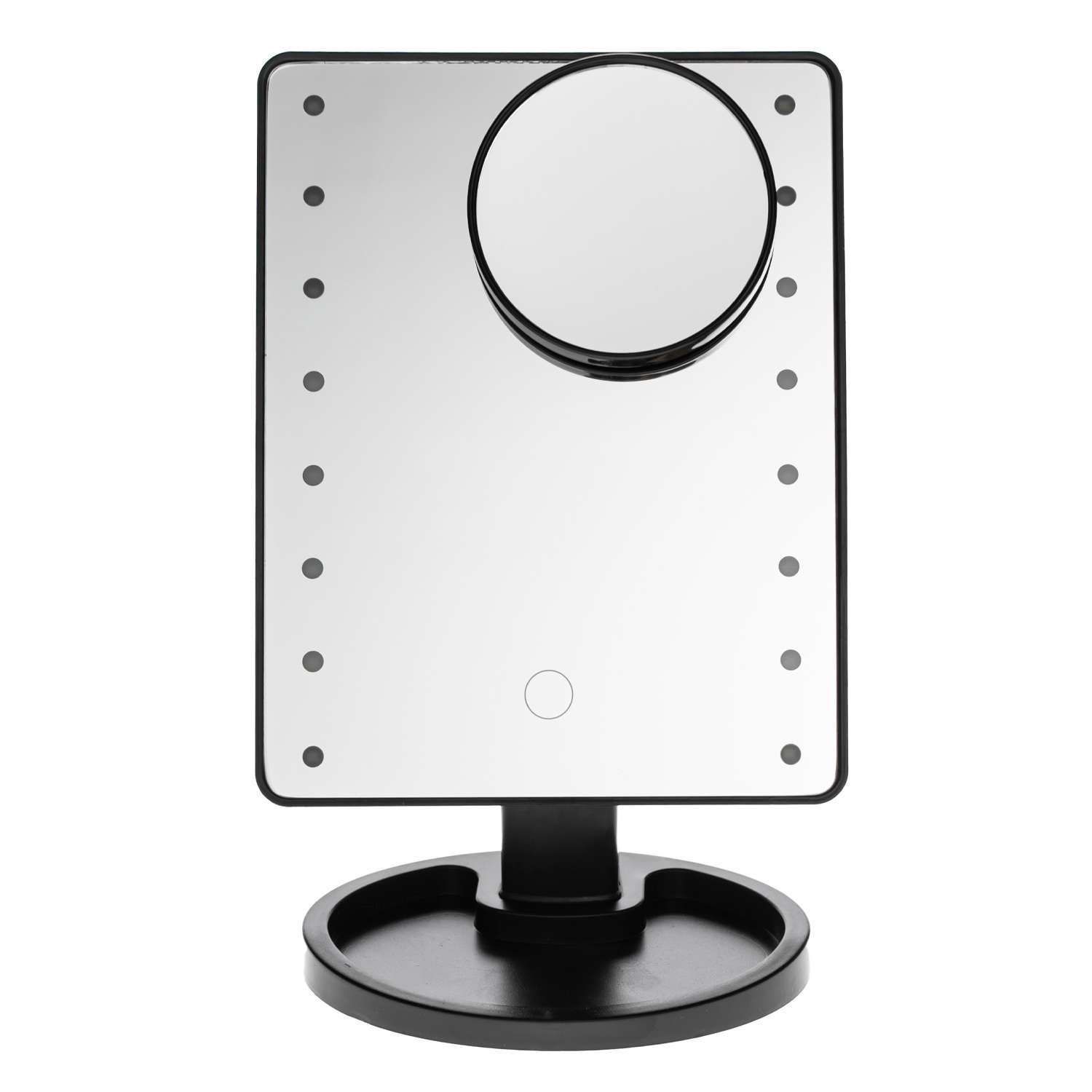 Зеркало косметическое CleverCare 16 LED с дополнительным съемным элементом цвет черный - фото 1