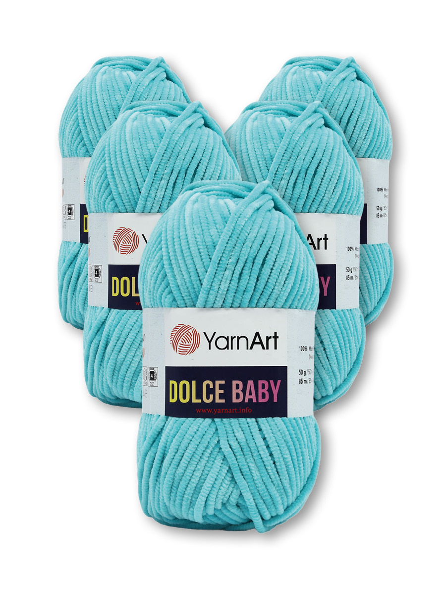 Пряжа для вязания YarnArt Dolce Baby 50 гр 85 м микрополиэстер плюшевая 5 мотков 746 бирюзовый - фото 3