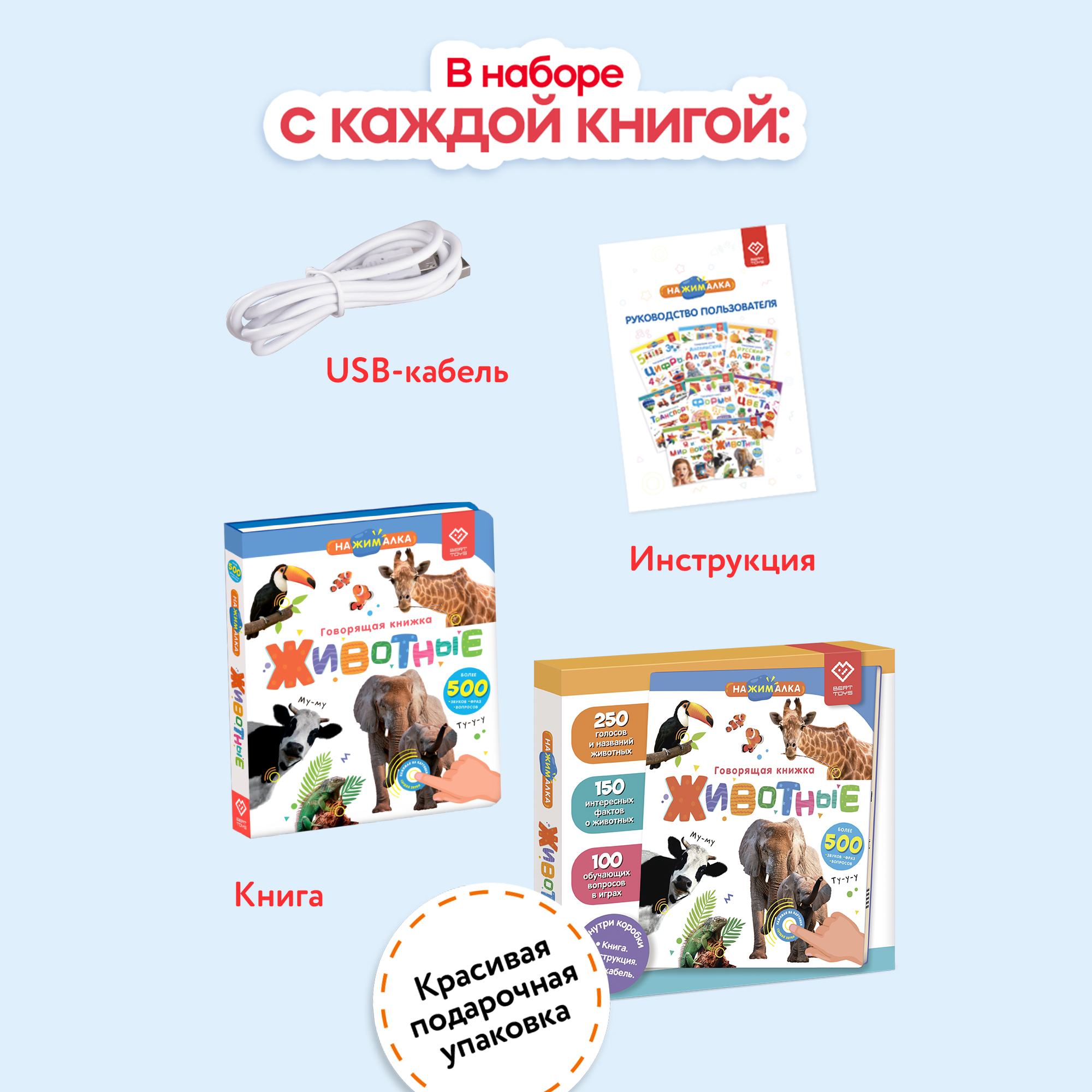 Комплект говорящих книжек BertToys Нажималки: Животные + Английский алфавит - фото 12