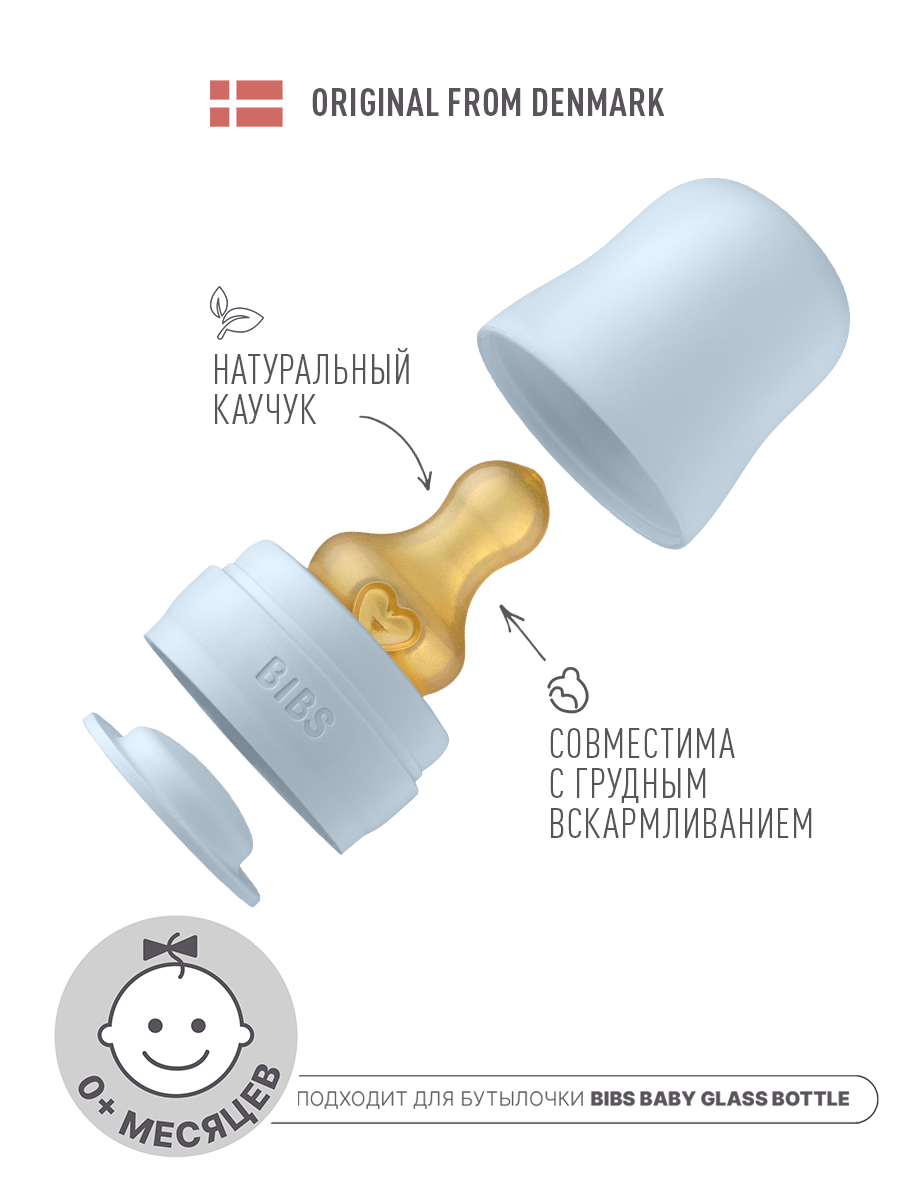 Набор с соской для бутылочки BIBS Bottle Kit Baby Blue - фото 1