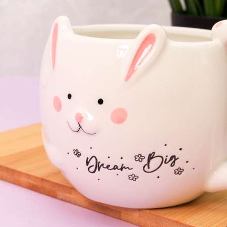 Кружка керамическая iLikeGift Rabbit dream big white